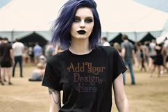 T-Shirt Mockup, Goth Girl Wearing T Shirt, Gothic Mockup, d3 Product Image 2