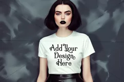 T Shirt Mockup, Goth Girl Wearing T Shirt, Gothic Mockup, 36 Product Image 2