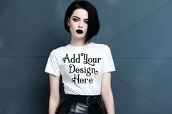 T Shirt Mockup, Goth Girl Wearing T Shirt, Gothic Mockup, 38 Product Image 2