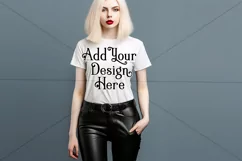 T Shirt Mockup, Goth Girl Wearing T Shirt, Gothic Mockup, 39 Product Image 2
