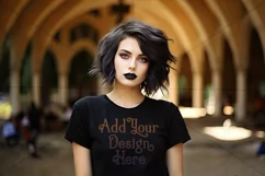 T-Shirt Mockup, Goth Girl Wearing T Shirt, Gothic Mockup, d4 Product Image 2