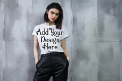 T Shirt Mockup, Goth Girl Wearing T Shirt, Gothic Mockup, 40 Product Image 2