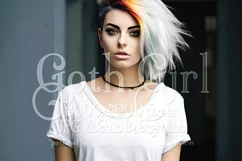 T Shirt Mockup, Goth Girl Wearing T Shirt, Gothic Mockup, 43 Product Image 1