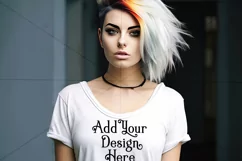 T Shirt Mockup, Goth Girl Wearing T Shirt, Gothic Mockup, 43 Product Image 2