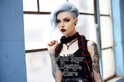 T Shirt Mockup, Goth Girl Wearing T Shirt, Gothic Mockup, 45 Product Image 2