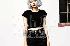 T Shirt Mockup, Goth Girl Wearing T Shirt, Gothic Mockup, 46 Product Image 1