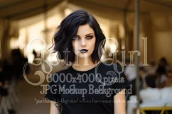 T-Shirt Mockup, Goth Girl Wearing T Shirt, Gothic Mockup, d5 Product Image 1