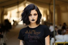 T-Shirt Mockup, Goth Girl Wearing T Shirt, Gothic Mockup, d5 Product Image 2