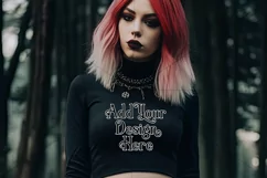 T Shirt Mockup, Goth Girl Wearing T Shirt, Gothic Mockup, 50 Product Image 2