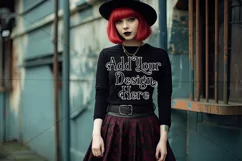 T Shirt Mockup, Goth Mockup, Black Shirt Mockup, Female, 51 Product Image 2