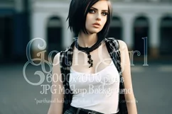 T Shirt Mockup, Goth Mockup, White Shirt Mockup, Female, d53 Product Image 1