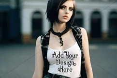 T Shirt Mockup, Goth Mockup, White Shirt Mockup, Female, d53 Product Image 2