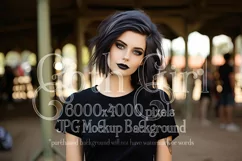 T-Shirt Mockup, Goth Girl Wearing T Shirt, Gothic Mockup, d6 Product Image 1
