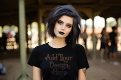 T-Shirt Mockup, Goth Girl Wearing T Shirt, Gothic Mockup, d6 Product Image 2