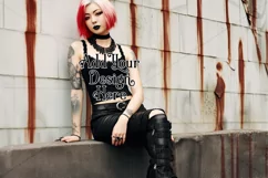 T Shirt Mockup, Goth Girl Wearing T Shirt, Gothic Mockup, 60 Product Image 2