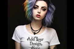 T Shirt Mockup, Goth Girl Wearing T Shirt, Gothic Mockup, 61 Product Image 2