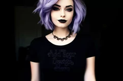 T Shirt Mockup, Goth Girl Wearing T Shirt, Gothic Mockup, 62 Product Image 2