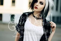 T Shirt Mockup, Goth Mockup, White Shirt Mockup, Female, d64 Product Image 1