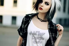 T Shirt Mockup, Goth Mockup, White Shirt Mockup, Female, d64 Product Image 2