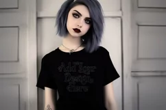 T Shirt Mockup, Goth Girl Wearing T Shirt, Gothic Mockup, 65 Product Image 2