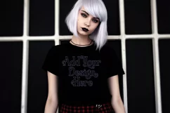 T Shirt Mockup, Goth Girl Wearing T Shirt, Gothic Mockup, 68 Product Image 2