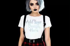 T Shirt Mockup, Goth Girl Wearing T Shirt, Gothic Mockup, 69 Product Image 2