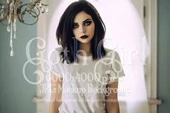 T-Shirt Mockup, Goth Girl Wearing T Shirt, Gothic Mockup, d7 Product Image 1
