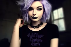T Shirt Mockup, Goth Girl Wearing T Shirt, Gothic Mockup, 70 Product Image 2