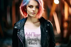 T Shirt Mockup, Goth Girl Wearing T Shirt, Gothic Mockup, 77 Product Image 2