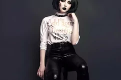 T Shirt Mockup, Goth Girl Wearing T Shirt, Gothic Mockup, 79 Product Image 2