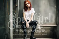 T-Shirt Mockup, Goth Girl Wearing T Shirt, Gothic Mockup, d8 Product Image 1