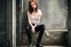 T-Shirt Mockup, Goth Girl Wearing T Shirt, Gothic Mockup, d8 Product Image 2