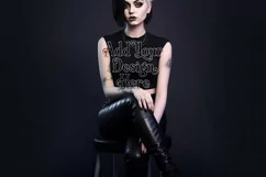 T Shirt Mockup, Goth Mockup, Black Shirt Mockup, Female, d80 Product Image 2