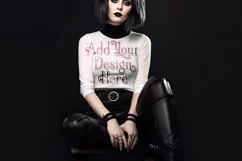 T Shirt Mockup, Goth Mockup, White Shirt Mockup, Female, d83 Product Image 2