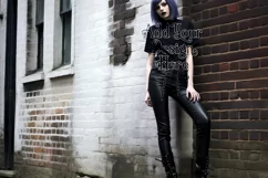 T Shirt Mockup, Goth Girl Wearing T Shirt, Gothic Mockup, 85 Product Image 2