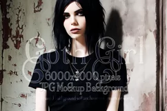 T Shirt Mockup, Goth Mockup, Black Shirt Mockup, Female, d87 Product Image 1