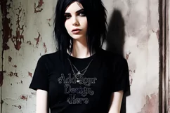 T Shirt Mockup, Goth Mockup, Black Shirt Mockup, Female, d87 Product Image 2