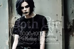 T Shirt Mockup, Goth Girl Wearing T Shirt, Gothic Mockup, 88 Product Image 1