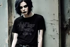 T Shirt Mockup, Goth Girl Wearing T Shirt, Gothic Mockup, 88 Product Image 2