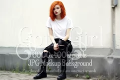 T-Shirt Mockup, Goth Girl Wearing T Shirt, Gothic Mockup, d9 Product Image 1