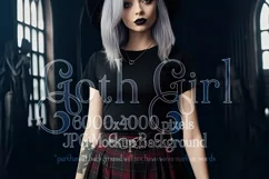 T Shirt Mockup, Goth Mockup, Black Shirt Mockup, Female, d90 Product Image 1
