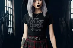 T Shirt Mockup, Goth Girl Wearing T Shirt, Gothic Mockup, 90 Product Image 2