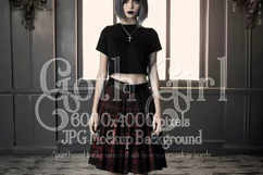 T Shirt Mockup, Goth Girl Wearing T Shirt, Gothic Mockup, 92 Product Image 1