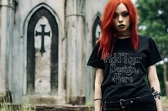 T Shirt Mockup, Goth Mockup, Black Shirt Mockup, Female, d96 Product Image 2