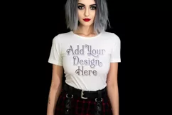 T Shirt Mockup, Goth Mockup, White Shirt Mockup, Female, d97 Product Image 2