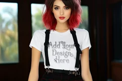 T Shirt Mockup, Goth Girl Wearing T Shirt, Gothic Mockup, 99 Product Image 2