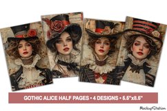 Alice Junk Journal Printable Half Pages, Victorian Steampunk Product Image 1
