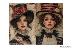 Alice Junk Journal Printable Half Pages, Victorian Steampunk Product Image 3