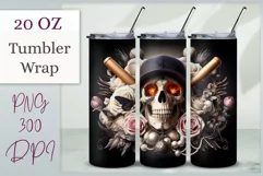 Add a bold gothic touch to your tumbler with our athlete skull design, perfect for sports fans and Halloween. High-quality sublimation wrap for 20 oz tumblers.