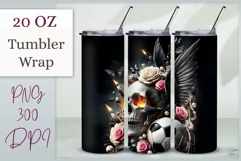 Add a bold gothic touch to your tumbler with our athlete skull design, perfect for sports fans and Halloween. High-quality sublimation wrap for 20 oz tumblers.